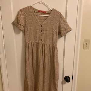 Pyne & Smith Gingham Mushroom Maxi Dress